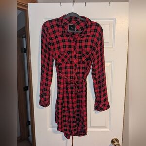 Rails Red and Black Plaid Long Sleeve Dress